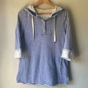 Soft surroundings Just Beachy hooded Pullover Blue size S